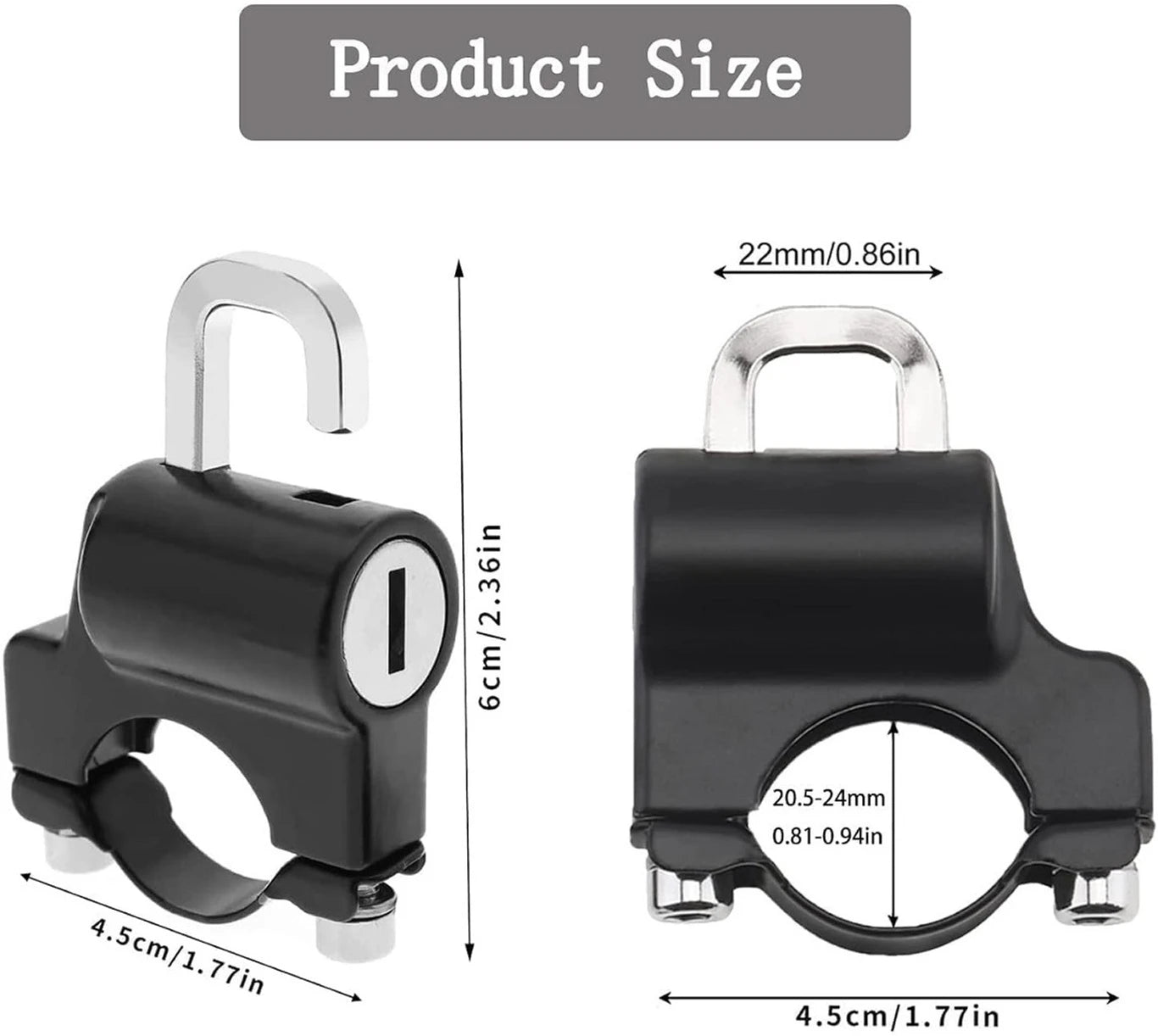 Dropshelf Universal Handlebar Helmet Lock – Anti-Theft Security Lock with 2 Keys, Fits 22–28mm Handlebars