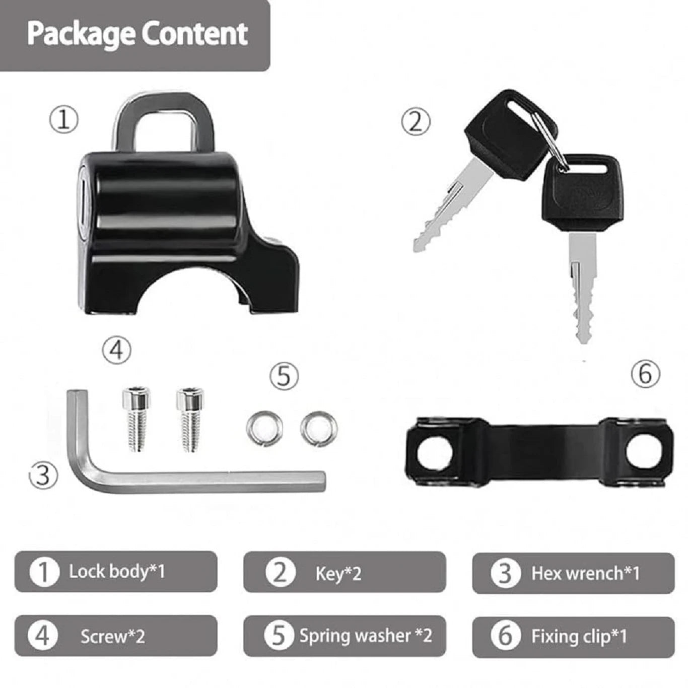 Dropshelf Universal Handlebar Helmet Lock – Anti-Theft Security Lock with 2 Keys, Fits 22–28mm Handlebars