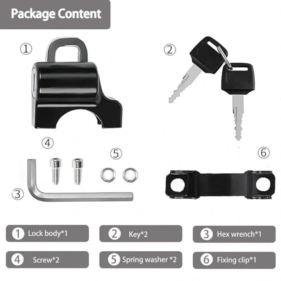 Dropshelf Universal Handlebar Helmet Lock – Anti-Theft Security Lock with 2 Keys, Fits 22–28mm Handlebars