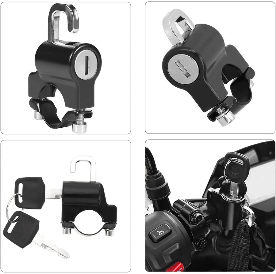 Dropshelf Universal Handlebar Helmet Lock – Anti-Theft Security Lock with 2 Keys, Fits 22–28mm Handlebars