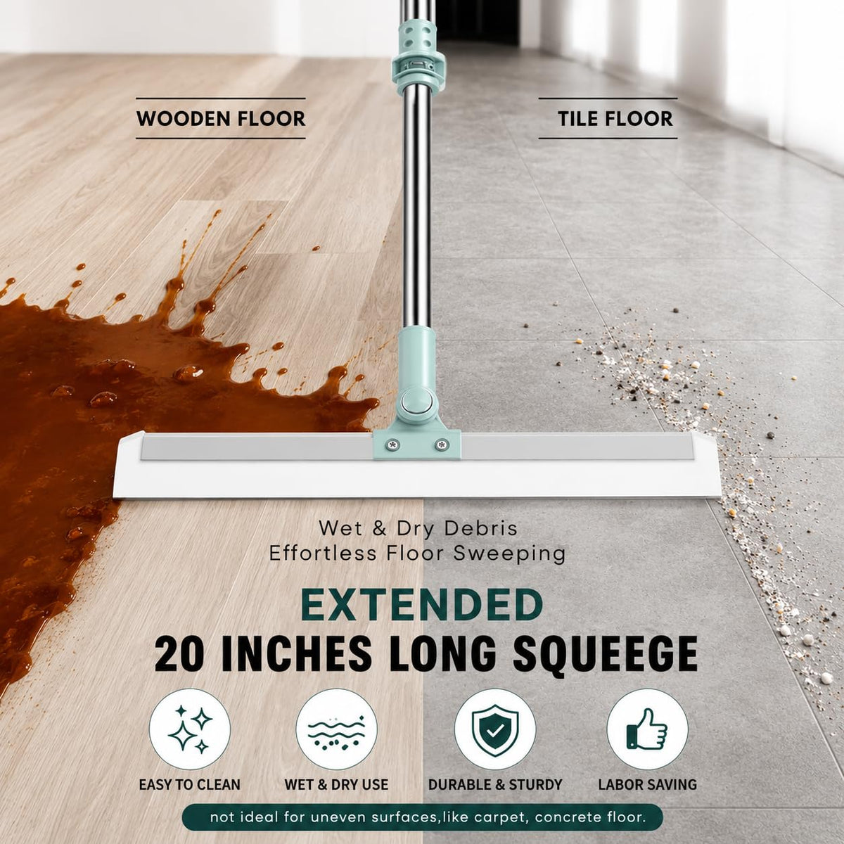Magic Silicone Floor Wiper – 180° Rotating Squeegee for Water, Hair & Dust