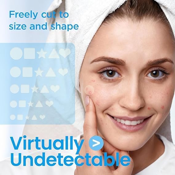 Hydrocolloid Pimple Patch Roll (10 FT / 200+ Cuts) – Invisible Matte Overnight Acne Zit Absorbing Bandage for Face & Body