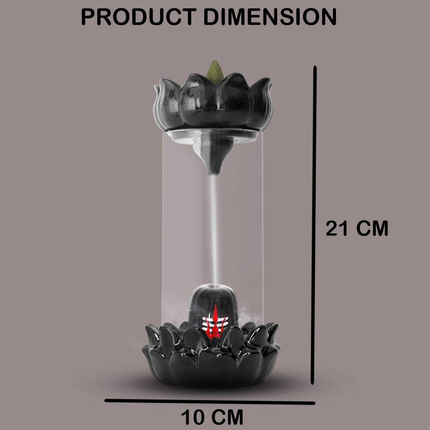 Drop Shelf Shivling Fountain Incense Holder – Lotus Backflow Incense Burner for Home Temple, Meditation & Spiritual Décor