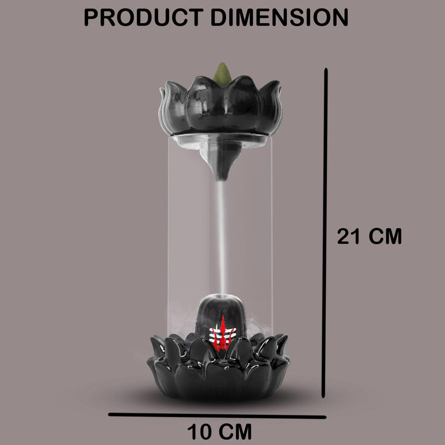 Drop Shelf Shivling Fountain Incense Holder – Lotus Backflow Incense Burner for Home Temple, Meditation & Spiritual Décor