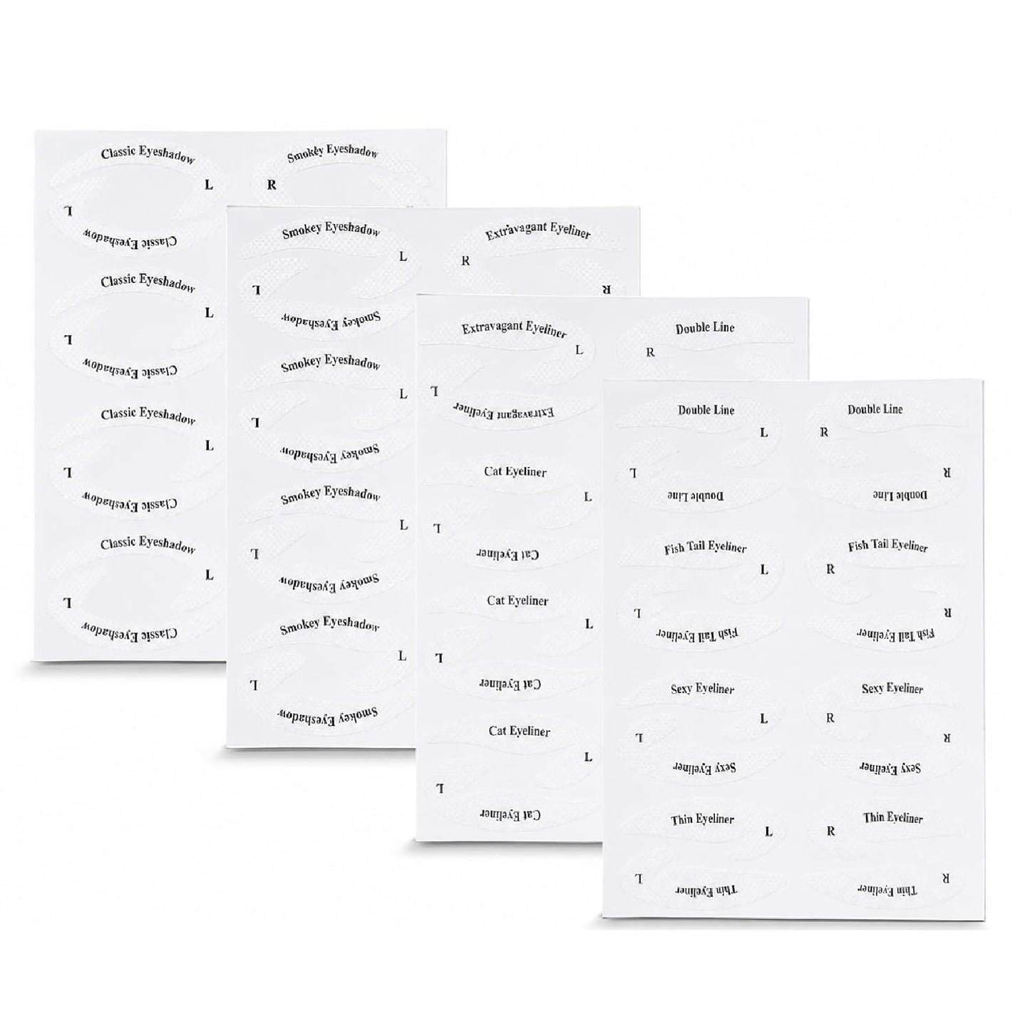 Eyeliner & Eyeshadow Stencil Stickers — 32 Pairs, 8 Styles (4 Sheets)