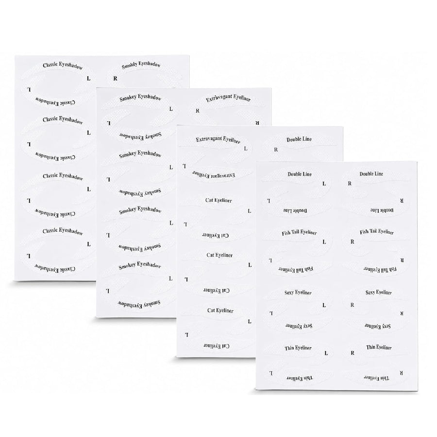 Eyeliner & Eyeshadow Stencil Stickers — 32 Pairs, 8 Styles (4 Sheets)