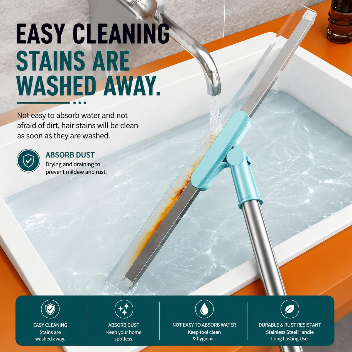 Magic Silicone Floor Wiper – 180° Rotating Squeegee for Water, Hair & Dust