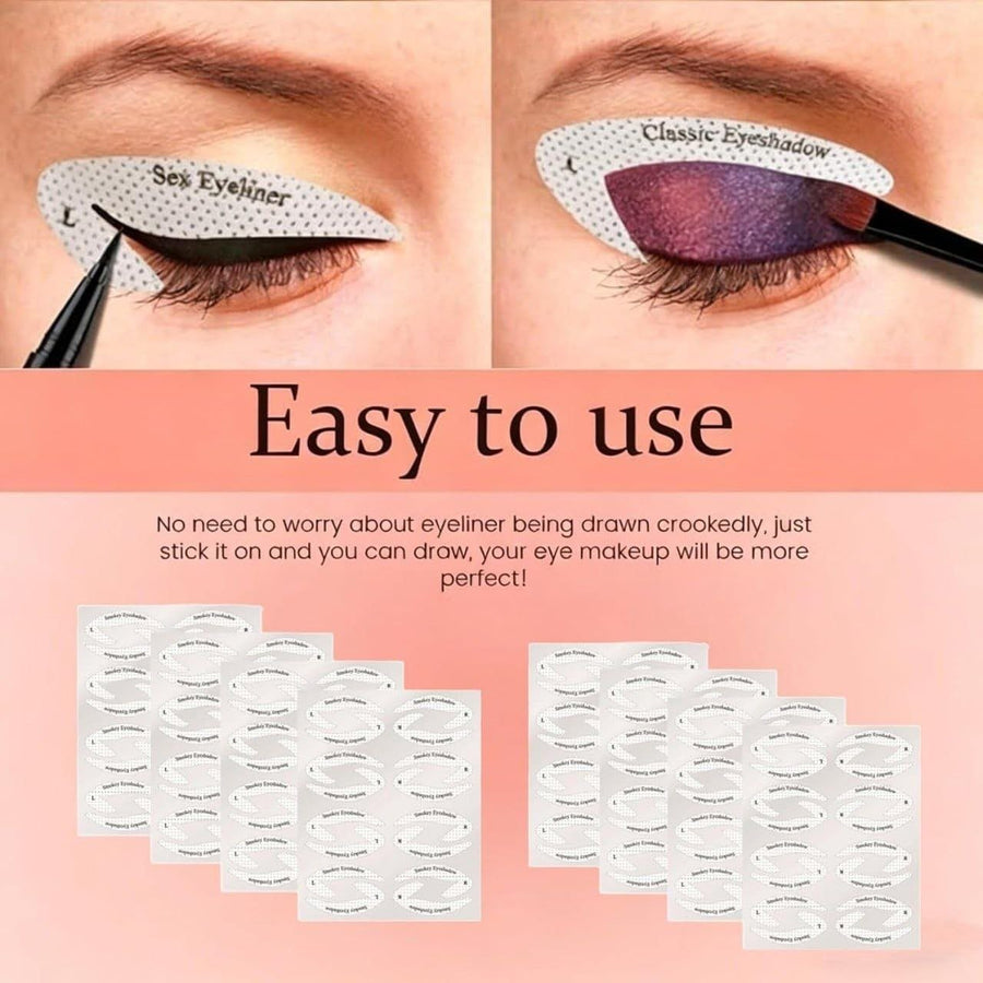 Eyeliner & Eyeshadow Stencil Stickers — 32 Pairs, 8 Styles (4 Sheets)