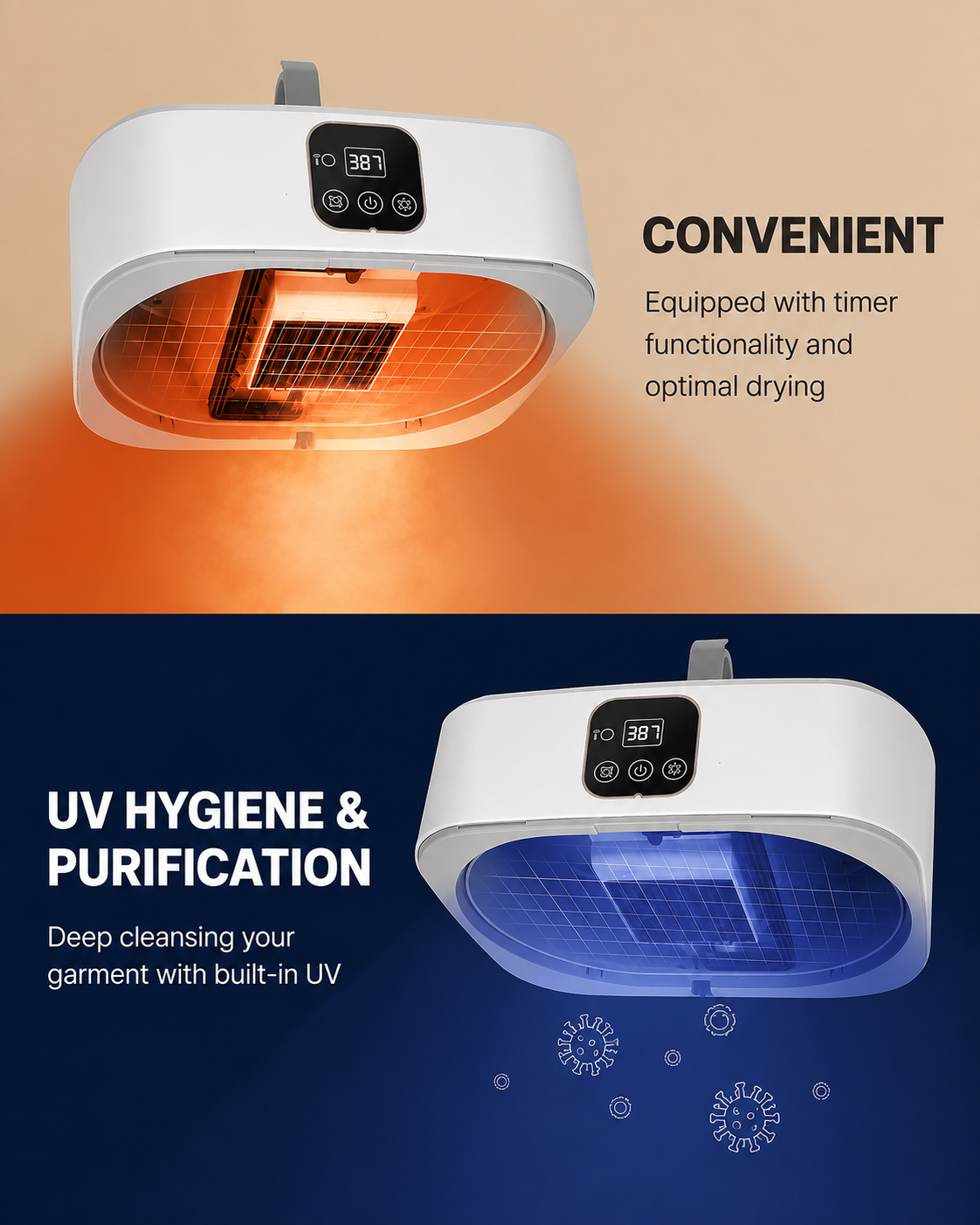 Portable Foldable Hot Air Drying Wardrobe | 600W Fast Drying | Timer Function