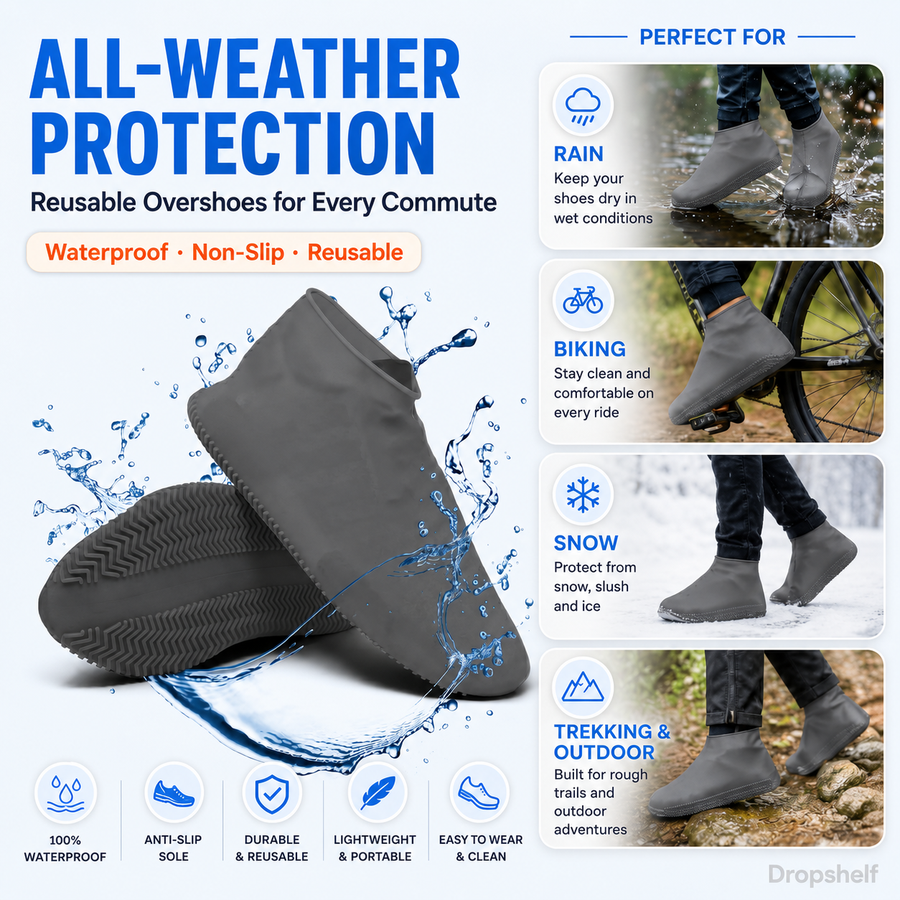 Waterproof Silicone Rain Shoe Cover – Reusable, Non-Slip, Fits All Shoes