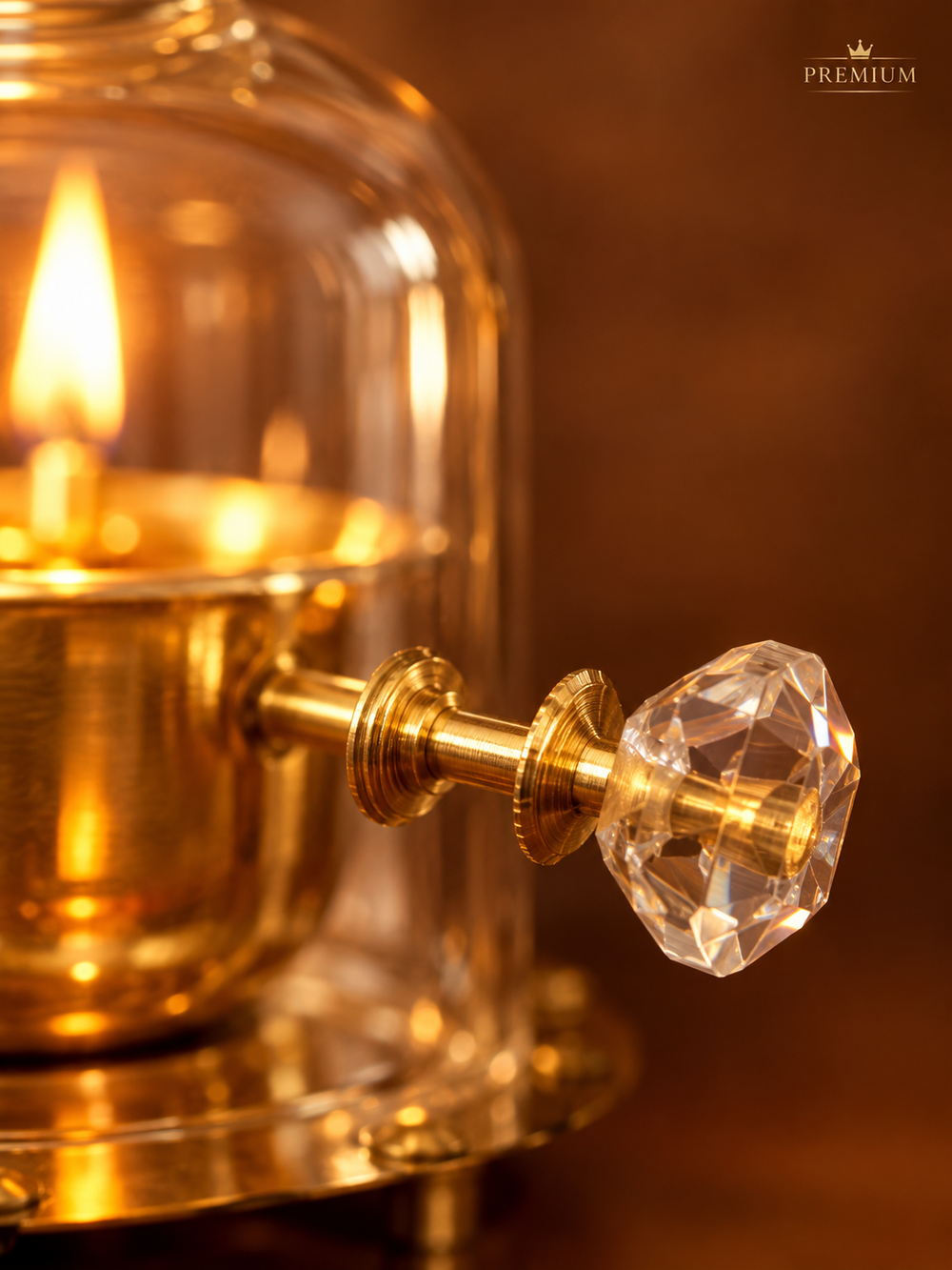 Akhand Jyot Windproof Brass Diya with Wick Adjuster | Borosilicate Chimney Lamp for Navratri Puja Room