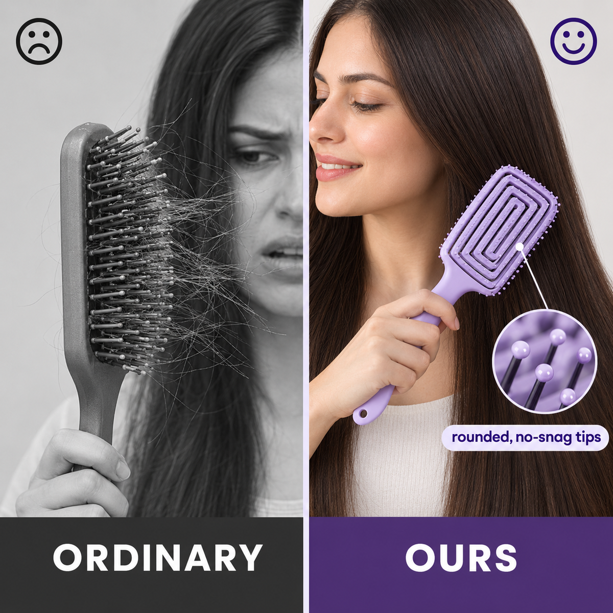 Curved Vented Detangling Hair Brush – For Wet, Dry, Thick & Curly Hair