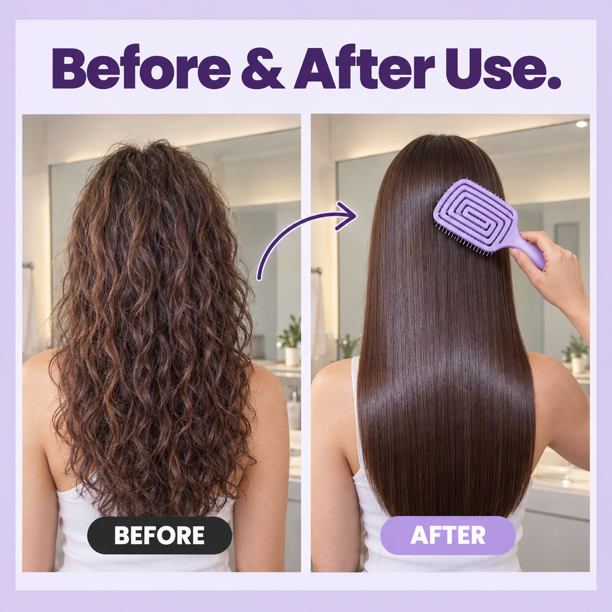 Curved Vented Detangling Hair Brush – For Wet, Dry, Thick & Curly Hair