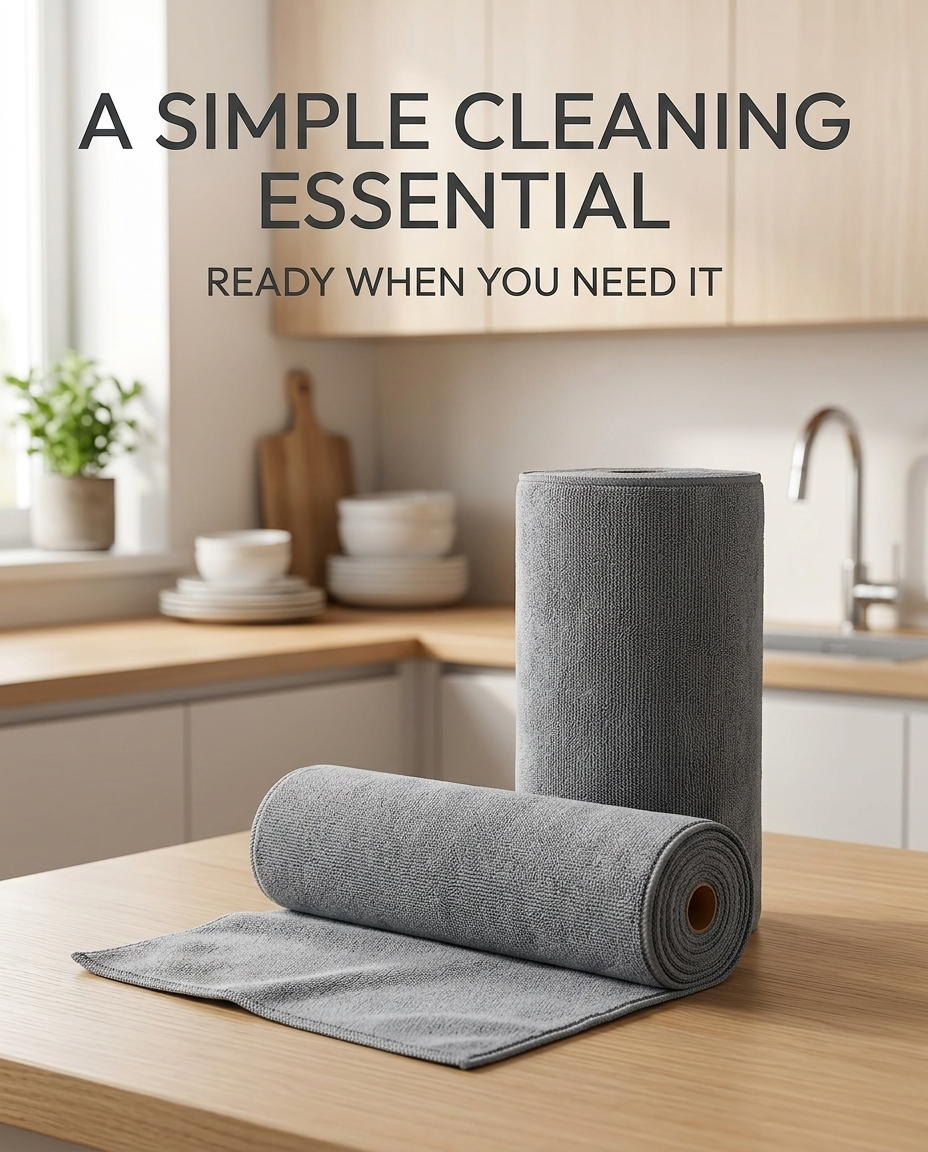 Multipurpose Reusable Microfiber Wipe Roll for Home & Kitchen Cleaning