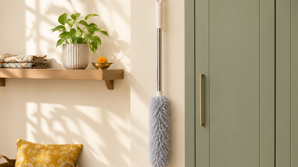 The cleaner stored in a compact space