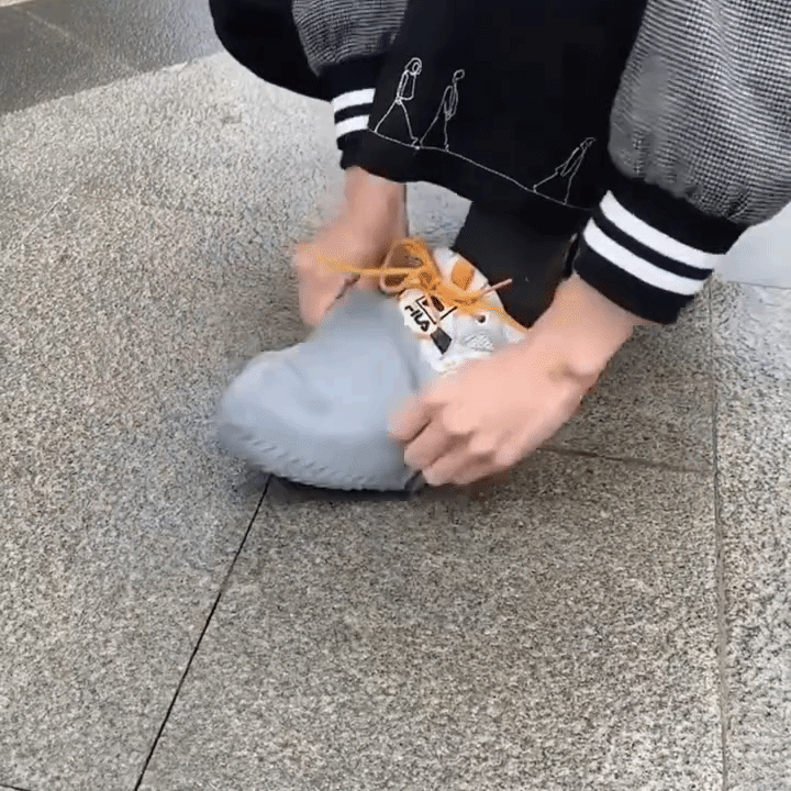Slip silicone cover over shoe demo GIF
