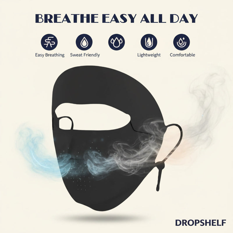 Dropshelf Full Face UV Protection Mask | UPF 50+ Sun Cover for Bike Riding | Breathable Ice-Silk | Men & Women