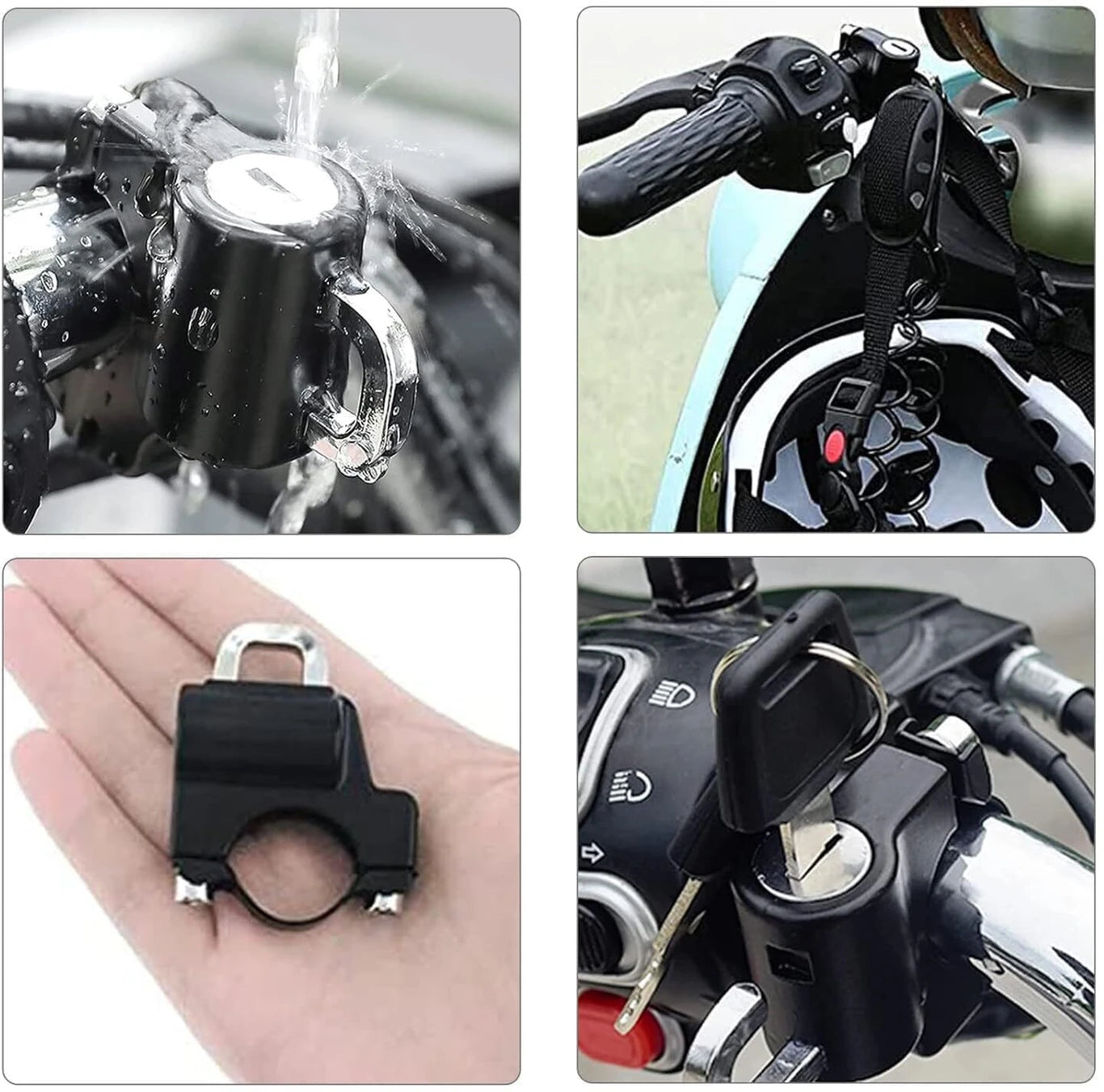 Dropshelf Universal Handlebar Helmet Lock – Anti-Theft Security Lock with 2 Keys, Fits 22–28mm Handlebars