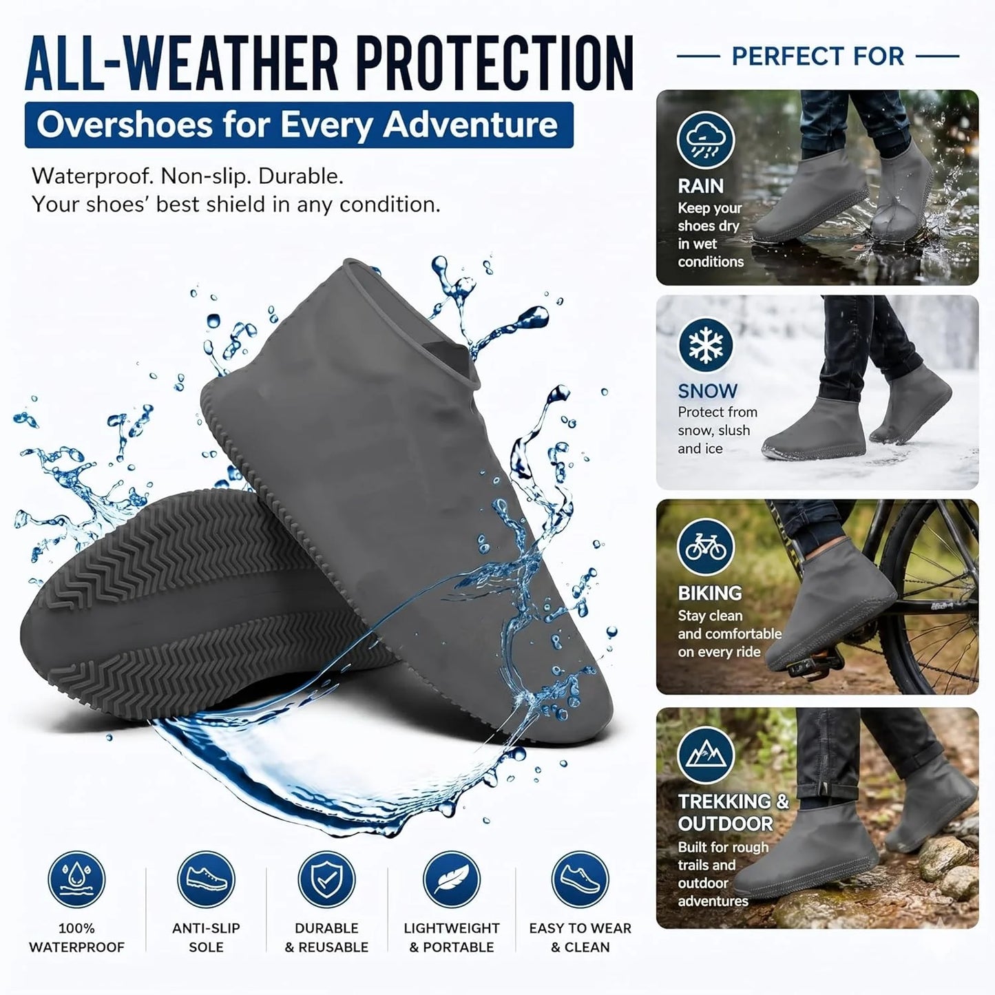 Waterproof Silicone Rain Shoe Cover – Reusable, Non-Slip, Fits All Shoes